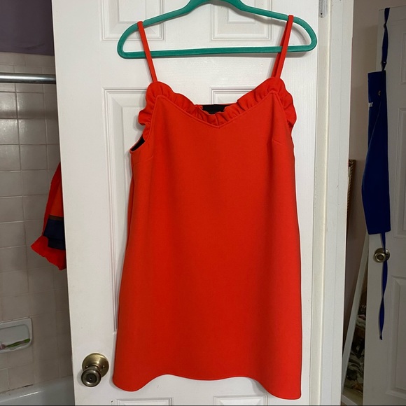 Topshop Ruffle Trim Shift Minidress Scarlett - Picture 2 of 6